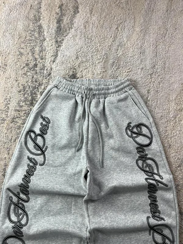 Vintage Joggers Holgados Gris Negro Bordados Y2K Talla M – photo 3